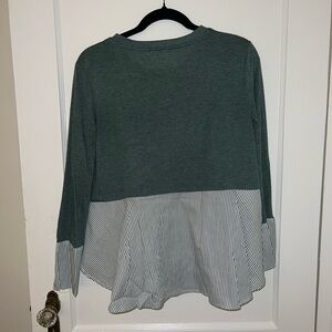 Green Pinstripe Colorblock Oxford Shirt